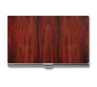 LDGSUPH Red Wood Business Card Holder Minimalist Wallet RFID Blocking Credit Cards Holder Slim Name Cards Holders Compact Aluminum Alloy Business Card Case for Adult