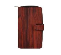 LDGSUPH Red Wood Leather Long Wallet Adult Travel Zipper Long Purse Multi-functional Credit Card Holder 12 Card Slot