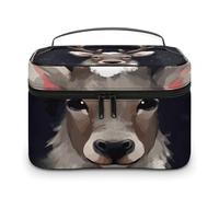 LDGSUPH Reindeer Makeup Bag with Handle Portable Travel Toiletry Bag Lightweight Waterproof Cute Cosmetics Storage Bags Large Fashion Makeup Case Organizer For Women
