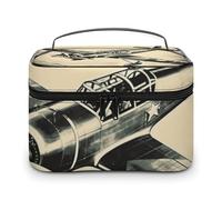 LDGSUPH Retro Airplane Makeup Bag with Handle Portable Travel Toiletry Bag Lightweight Waterproof Cute Cosmetics Storage Bags Large Fashion Makeup Case Organizer For Women