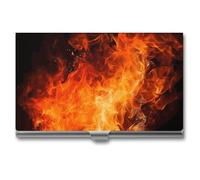 LDGSUPH Roaring Flame Business Card Holder Minimalist Wallet RFID Blocking Credit Cards Holder Slim Name Cards Holders Compact Aluminum Alloy Business Card Case for Adult