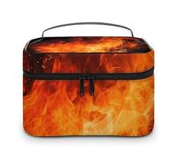 LDGSUPH Roaring Flame Makeup Bag with Handle Portable Travel Toiletry Bag Lightweight Waterproof Cute Cosmetics Storage Bags Large Fashion Makeup Case Organizer For Women