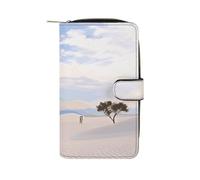 LDGSUPH Romantic White Sand Landscape Leather Long Wallet Adult Travel Zipper Long Purse Multi-functional Credit Card Holder 12 Card Slot