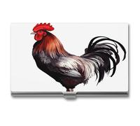 LDGSUPH Rooster Business Card Holder Minimalist Wallet RFID Blocking Credit Cards Holder Slim Name Cards Holders Compact Aluminum Alloy Business Card Case for Adult