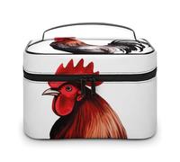 LDGSUPH Rooster Makeup Bag with Handle Portable Travel Toiletry Bag Lightweight Waterproof Cute Cosmetics Storage Bags Large Fashion Makeup Case Organizer For Women