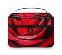LDGSUPH Rose Flower Makeup Bag with Handle Portable Travel Toiletry Bag Lightweight Waterproof Cute Cosmetics Storage Bags Large Fashion Makeup Case Organizer For Women