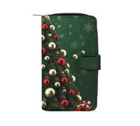 LDGSUPH Round Ball Christmas Tree Leather Long Wallet Adult Travel Zipper Long Purse Multi-functional Credit Card Holder 12 Card Slot