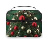 LDGSUPH Round Ball Christmas Tree Makeup Bag with Handle Portable Travel Toiletry Bag Lightweight Waterproof Cute Cosmetics Storage Bags Large Fashion Makeup Case Organizer For Women