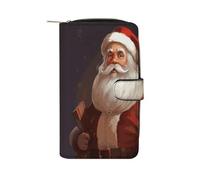 LDGSUPH Santa Claus Leather Long Wallet Adult Travel Zipper Long Purse Multi-functional Credit Card Holder 12 Card Slot