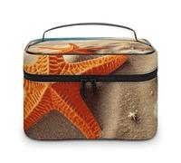 LDGSUPH Sea Beach Starfish Makeup Bag with Handle Portable Travel Toiletry Bag Lightweight Waterproof Cute Cosmetics Storage Bags Large Fashion Makeup Case Organizer For Women