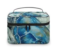 LDGSUPH Sea Turtle-Blue Makeup Bag with Handle Portable Travel Toiletry Bag Lightweight Waterproof Cute Cosmetics Storage Bags Large Fashion Makeup Case Organizer For Women