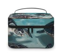 LDGSUPH Sea Turtles Makeup Bag with Handle Portable Travel Toiletry Bag Lightweight Waterproof Cute Cosmetics Storage Bags Large Fashion Makeup Case Organizer For Women