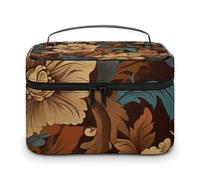 LDGSUPH Set of Ornate Floral Makeup Bag with Handle Portable Travel Toiletry Bag Lightweight Waterproof Cute Cosmetics Storage Bags Large Fashion Makeup Case Organizer For Women