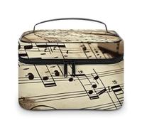 LDGSUPH Sheet Music Makeup Bag with Handle Portable Travel Toiletry Bag Lightweight Waterproof Cute Cosmetics Storage Bags Large Fashion Makeup Case Organizer For Women