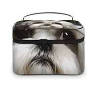 LDGSUPH Shih Tzu Dog Makeup Bag with Handle Portable Travel Toiletry Bag Lightweight Waterproof Cute Cosmetics Storage Bags Large Fashion Makeup Case Organizer For Women