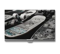 LDGSUPH Skate Boards Business Card Holder Minimalist Wallet RFID Blocking Credit Cards Holder Slim Name Cards Holders Compact Aluminum Alloy Business Card Case for Adult