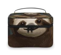 LDGSUPH Sloth Makeup Bag with Handle Portable Travel Toiletry Bag Lightweight Waterproof Cute Cosmetics Storage Bags Large Fashion Makeup Case Organizer For Women