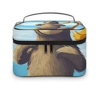 LDGSUPH Sloth on Beach Makeup Bag with Handle Portable Travel Toiletry Bag Lightweight Waterproof Cute Cosmetics Storage Bags Large Fashion Makeup Case Organizer For Women