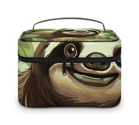 LDGSUPH Sloths Background1 Makeup Bag with Handle Portable Travel Toiletry Bag Lightweight Waterproof Cute Cosmetics Storage Bags Large Fashion Makeup Case Organizer For Women