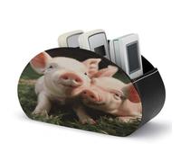 LDGSUPH Smiling Remote Control Holder with 5 Compartments PU Leather TV Remote Caddy Storage Box Multi-functional Desk Storage Organizer Box Anti-slip Desktop Caddy