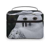 LDGSUPH Snow Owl Makeup Bag with Handle Portable Travel Toiletry Bag Lightweight Waterproof Cute Cosmetics Storage Bags Large Fashion Makeup Case Organizer For Women