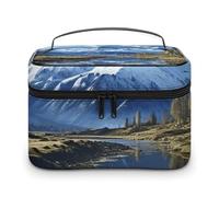 LDGSUPH Snowy Mountains Makeup Bag with Handle Portable Travel Toiletry Bag Lightweight Waterproof Cute Cosmetics Storage Bags Large Fashion Makeup Case Organizer For Women