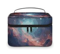 LDGSUPH Space with Cluster Makeup Bag with Handle Portable Travel Toiletry Bag Lightweight Waterproof Cute Cosmetics Storage Bags Large Fashion Makeup Case Organizer For Women