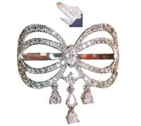 LDGSUPH Sparkling adjustable bow ring, sparkling rhinestone ring, cute bow fashion ring, diamond jewelry, and stylish gift. (Copper,silver)