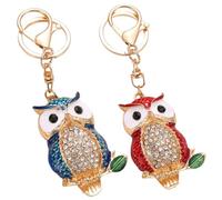 LDGSUPH Sparkly Rhinestone Owl Keychain for Women, Handbag Accessories Bag Purse Keychain, Cute Animal Key Ring for Handbag, Keys or Backpack(Blue and Red)