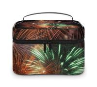LDGSUPH Splendid Fireworks Makeup Bag with Handle Portable Travel Toiletry Bag Lightweight Waterproof Cute Cosmetics Storage Bags Large Fashion Makeup Case Organizer For Women