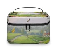 LDGSUPH Spring Landscape Makeup Bag with Handle Portable Travel Toiletry Bag Lightweight Waterproof Cute Cosmetics Storage Bags Large Fashion Makeup Case Organizer For Women