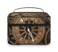 LDGSUPH Steampunk Gears Clock Makeup Bag with Handle Portable Travel Toiletry Bag Lightweight Waterproof Cute Cosmetics Storage Bags Large Fashion Makeup Case Organizer For Women