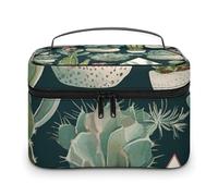 LDGSUPH Succulent Plants And Cactus Makeup Bag with Handle Portable Travel Toiletry Bag Lightweight Waterproof Cute Cosmetics Storage Bags Large Fashion Makeup Case Organizer For Women