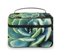 LDGSUPH Succulent Plants Makeup Bag with Handle Portable Travel Toiletry Bag Lightweight Waterproof Cute Cosmetics Storage Bags Large Fashion Makeup Case Organizer For Women
