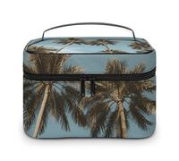 LDGSUPH Tall Tropical Palm Trees Makeup Bag with Handle Portable Travel Toiletry Bag Lightweight Waterproof Cute Cosmetics Storage Bags Large Fashion Makeup Case Organizer For Women