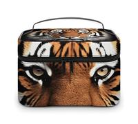 LDGSUPH Tiger Face Makeup Bag with Handle Portable Travel Toiletry Bag Lightweight Waterproof Cute Cosmetics Storage Bags Large Fashion Makeup Case Organizer For Women
