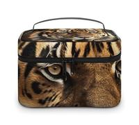 LDGSUPH Tiger Makeup Bag with Handle Portable Travel Toiletry Bag Lightweight Waterproof Cute Cosmetics Storage Bags Large Fashion Makeup Case Organizer For Women