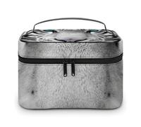 LDGSUPH Tiger with Teal Eyes Makeup Bag with Handle Portable Travel Toiletry Bag Lightweight Waterproof Cute Cosmetics Storage Bags Large Fashion Makeup Case Organizer For Women