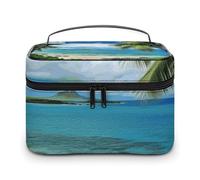 LDGSUPH Tropical Palm Tree Hawaii Beach Makeup Bag with Handle Portable Travel Toiletry Bag Lightweight Waterproof Cute Cosmetics Storage Bags Large Fashion Makeup Case Organizer For Women