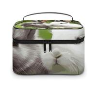 LDGSUPH Two Little Cute Rabbits Makeup Bag with Handle Portable Travel Toiletry Bag Lightweight Waterproof Cute Cosmetics Storage Bags Large Fashion Makeup Case Organizer For Women