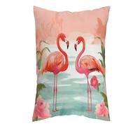 LDGSUPH Two Red Flamingos Pillow Cases Soft Pillowcase with Invisible Zipper Wrinkle Resistant Pillow Covers Breathable Removable Pillow Protector for Bed Sofa Car 20"x30"