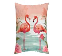 LDGSUPH Two Red Flamingos Pillow Cases Soft Pillowcase with Invisible Zipper Wrinkle Resistant Pillow Covers Breathable Removable Pillow Protector for Bed Sofa Car 12 "x20