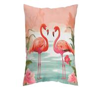 LDGSUPH Two Red Flamingos Pillow Cases Soft Pillowcase with Invisible Zipper Wrinkle Resistant Pillow Covers Breathable Removable Pillow Protector for Bed Sofa Car 16 "x24