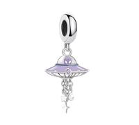 LDGSUPH UFO Dangle CharmPendant, 925 Sterling Silver Charms Pendant Fits European Snake Chain Bracelets & Necklaces, Romantic Gift for Girlfriend Wife(Ring)
