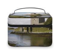 LDGSUPH View of The Dunguaire Castle Makeup Bag with Handle Portable Travel Toiletry Bag Lightweight Waterproof Cute Cosmetics Storage Bags Large Fashion Makeup Case Organizer For Women