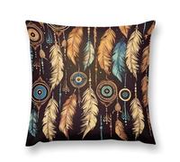 LDGSUPH Vintage Ethnic Tribal Feather Pillowcases with Zipper Removable Plush Throw Pillow Covers Soft Pillow Cases Luxury Pillow Protector Cushion Covers for Bed Sofa Car 24 "x24