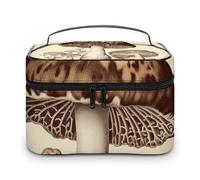 LDGSUPH Vintage Mushrooms Drawing Makeup Bag with Handle Portable Travel Toiletry Bag Lightweight Waterproof Cute Cosmetics Storage Bags Large Fashion Makeup Case Organizer For Women