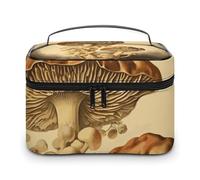 LDGSUPH Vintage Mushrooms Makeup Bag with Handle Portable Travel Toiletry Bag Lightweight Waterproof Cute Cosmetics Storage Bags Large Fashion Makeup Case Organizer For Women