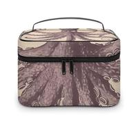 LDGSUPH Vintage Octopus Makeup Bag with Handle Portable Travel Toiletry Bag Lightweight Waterproof Cute Cosmetics Storage Bags Large Fashion Makeup Case Organizer For Women
