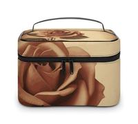 LDGSUPH Vintage Rose Makeup Bag with Handle Portable Travel Toiletry Bag Lightweight Waterproof Cute Cosmetics Storage Bags Large Fashion Makeup Case Organizer For Women